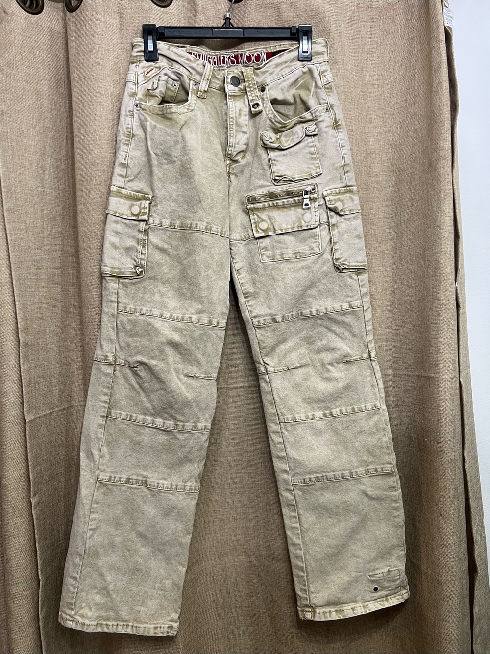 Smugglers moon Beige Straight Leg Cargo Jeans size W28 L32